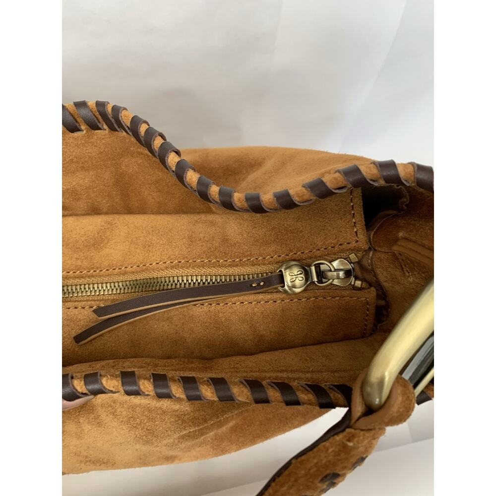 HOBO HARLEY BROWN SUEDE WHIP STITCH TRIM SHOULDER BAG PURSE EXCELLENT ! - Picture 8 of 16